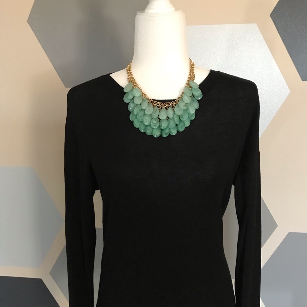 Teardrop Seafoam Green & Gold Necklace
